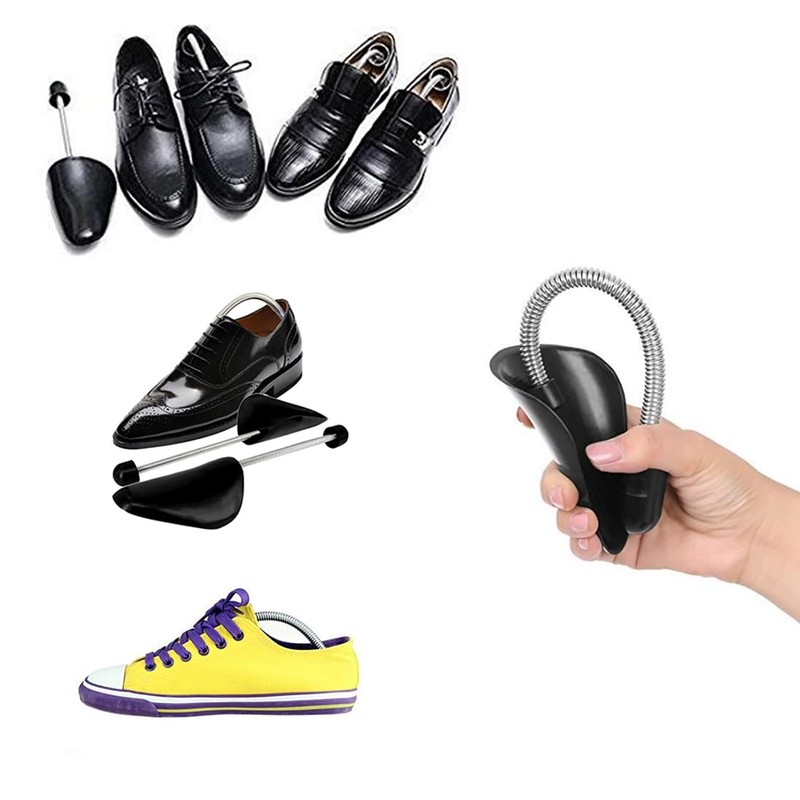 OHEETU 2 Pairs Black Plastic Adjustable Shoe Trees With Tension