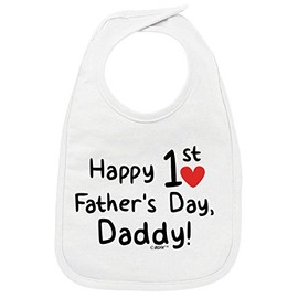 First Fathers Day Bib Happy 1st Fathers Day Baby Bib White
