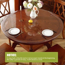 OstepDecor Round Clear Table Protector 48 Inch Thick Clear Table Cover Protector Round, Plastic Waterproof PVC Tablecloth, Vinyl Circle Table Top Protector for Dining Room, Coffee Tabletop