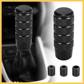 REPAIROCK Metal Universal 9.5cm Shift Knob Gear Shift Manual Transmission Stick Shift Knob Set for Car Black Auto Replacement Parts