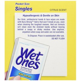 Wet Ones Antibacterial Hand Wipes, Citrus Scent, 28 Individually Wrapped Wet Wipes
