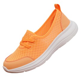 TUDUZ Universell einsetzbar zu jeder Jahreszeit Bequeme orthopädische Damenschuhe mit weicher Sohle aus Mesh lässig leicht Slipper Flache Schuhe Damen (Orange, 39)