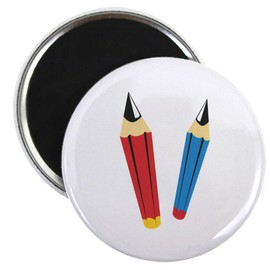 CafePress Colored Pens Red Blue Magnets 2.25" Round Magnet (10 pack)