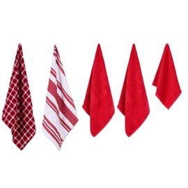 Pagnanno.–Hotel Quality Kitchen & Waffle Weave tea towels–Professional Grade Cotton 45x70cm|Super Absorbent Fast Drying Dish Towels, Kitchen and Bar Towels (Pack of 5 (60x60, 50x50, 30x30cm), Red)