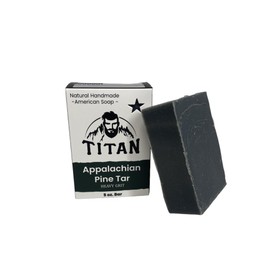 TITAN Natural Bar Soap for Men-Cold Process Soap Made With All Natural Ingredients-Handmade in America (5 Ounce (Pack of 1), Appalachian Pine Tar- Heavy Grit)