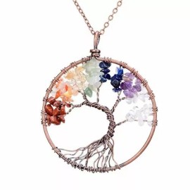 Unbranded Tree of Life Stone Pendant Natural Crystal Quartz Amulet Healing Reiki Chakra