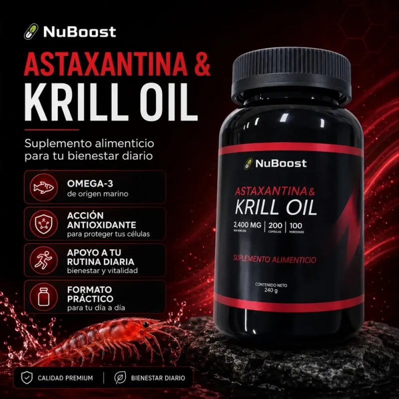 Krill Oil Y Astaxantina 2000 Mg Suplemento 200 Cápsulas