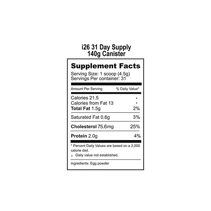 i26 31 Day Supply - 140g Canister Egg Protein Balances
