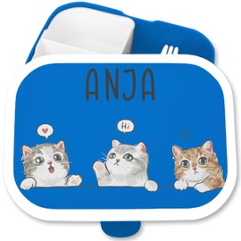 Children's Campus Lunch Box for Mepal - Cat - Lunch Box Cat Mum Lunch Box Kitten Vesper Box Cats I Cats - 750 ml - Blue - Cat Motif with Lunch Box School Box Girls Cat Lovers