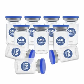 Sealed Sterile Empty Vials with Plastic Aluminum Flip - Transparent Glass Sample Storage Vials for Lab Biology Drug Cosmetics (Not Include Labels) (5mL 210PCS)