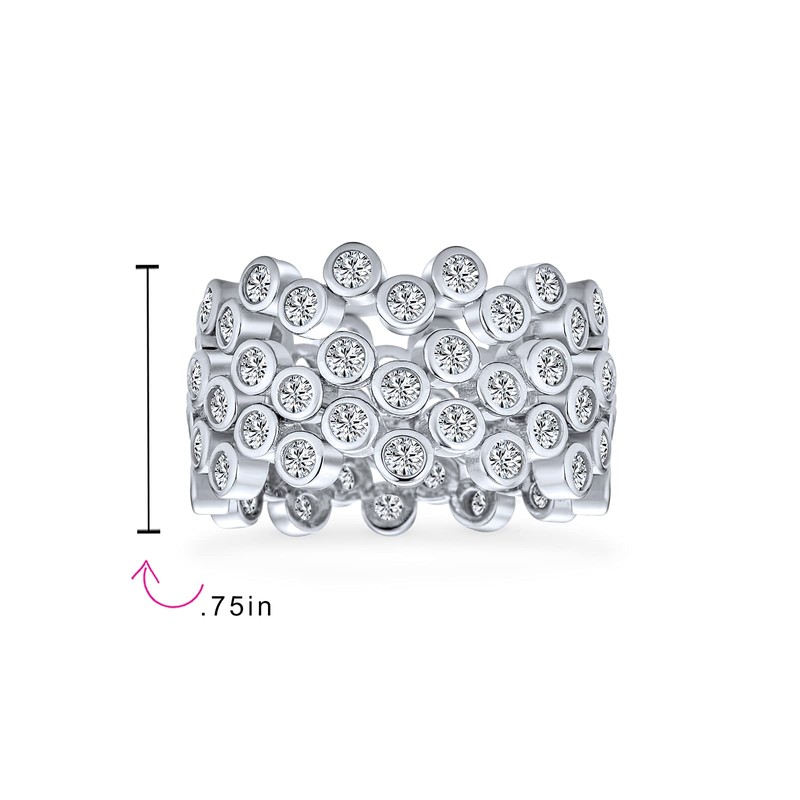 Geometric Circle Cubic Zirconia Wide Bezel CZ Bubble Stackable Eternity