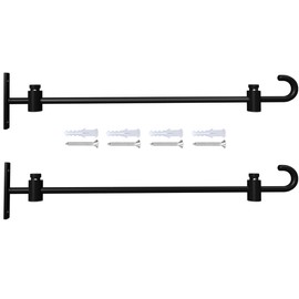 Koutemie Wall Garden Flag Stand Holder Pole with Stoppers for 12 x 18 Outside Small Yard Flags Décor, One Piece Wall Mounted Metal Garden Flag Scroll Hanger for Mailbox Post, Black, 2 Pack