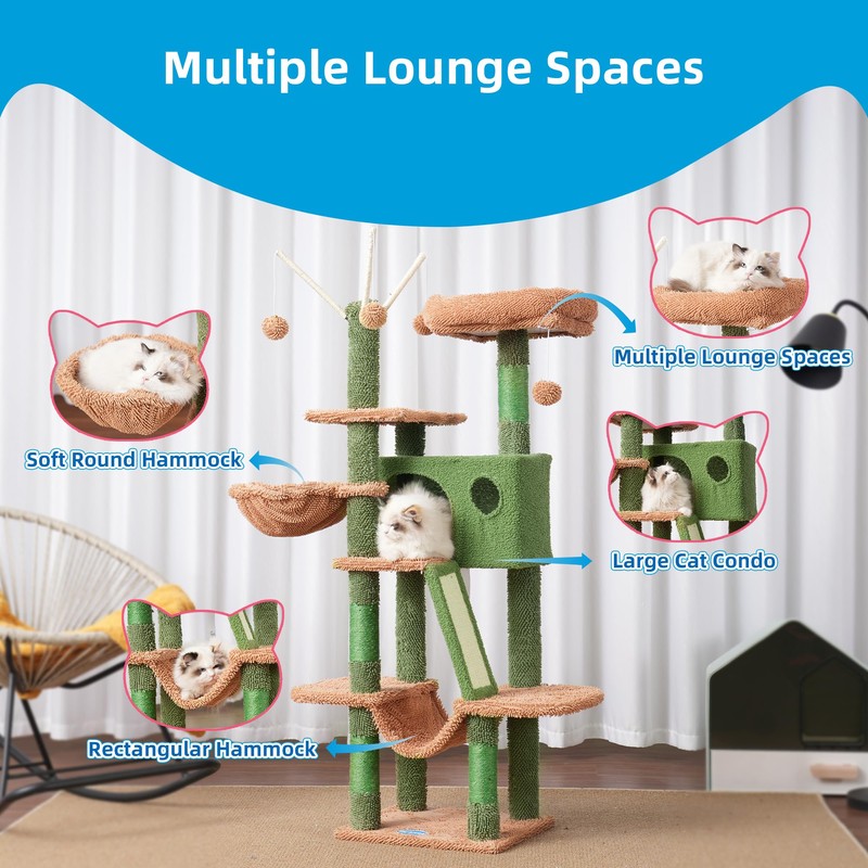 Hey-brother Cat Tree, 53 inch Cat Tower for Indoor Cats,