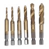 6Pcs Combination Drill Tap Bit 1/4in Hex Shank Spiral Tapping