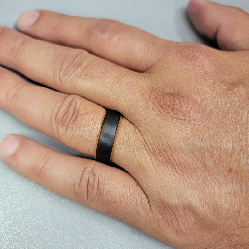 Carbon Fiber Ring with Orange Glowing Interior