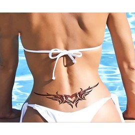 Yesallwas 12 Sheets Belly Temporary Tattoo for Women, Chest Tattoos Stickers Temporary Waist Cover Scar Female Tattoo Abdomen Waist Back Fake Tattoos