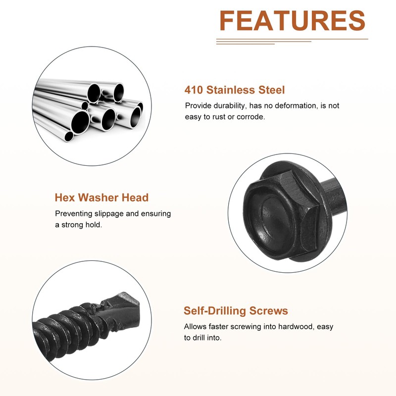 DTGN #12x1-1/4 Hex Washer Head Self Drilling Screws - 50Pack