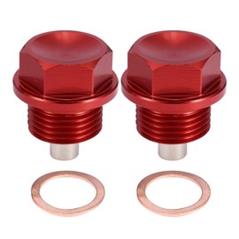 A ABSOPRO Pack of 2 Oil Drain Plug M18 x 1.5 Magnetic Oil Drain Plug Oil Drain Screws with Sealing Ring Oil Drain Plug Red