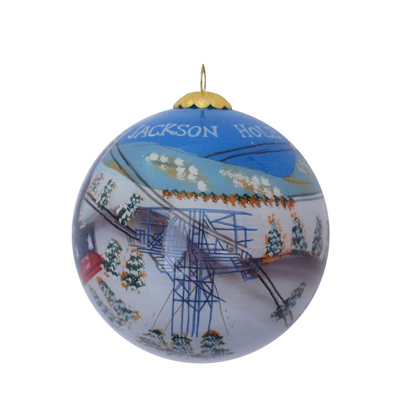 Blown Glass Christmas Ornament | Winter Tram Jackson Hole |
