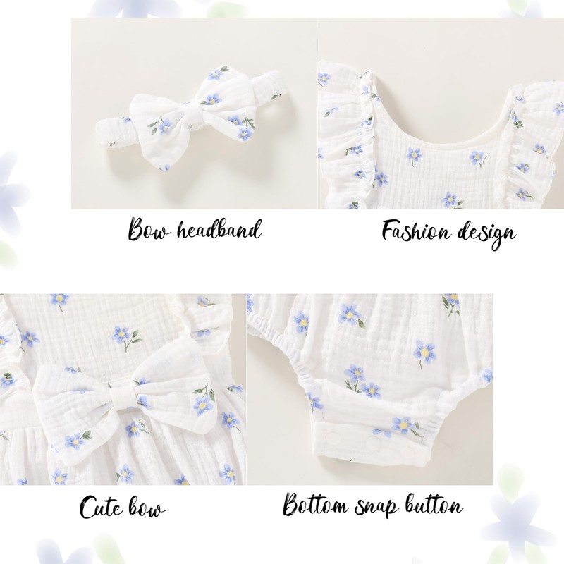 YOUNGER TREE Newborn Baby Girl Clothes Ruffle Sleeve Rompers Infant