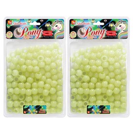 200 Pcs Glow in The Dark Beads Jewelry Making Kit DIY Hair Braiding Bracelet Ornaments Crafts Extra Large Colorful Round Pony +2 Beaders Included (Neon)
