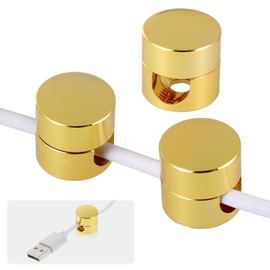 Mabor Charger Cord Holder for Nightstand, Cable Anchors for Desk, Aluminum Wire Organizers 2-in-1 Gold Adhesive Cord Clips Charger Cable Management for Office Home Desktop Wall