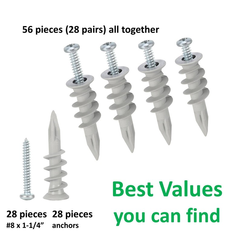 Self Drilling Drywall Plastic Anchors with Screws, Expansion Screws 56