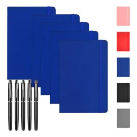 5pcs Libreta A5 Pasta Dura Escolar Oficina  5 Bolígrafos                                                                                              