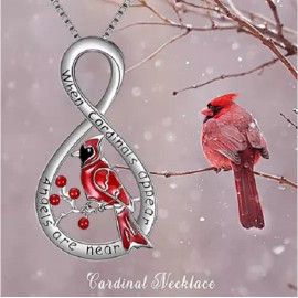 Fashion Jewelry CARDINAL MEMORIAL ANGEL HEAVEN pendant charm German Silver 20" Necklace BIRD