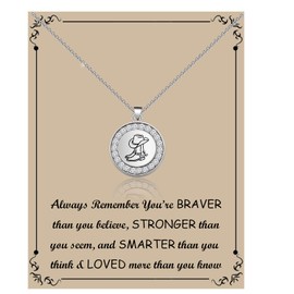 BNQL Cowgirl Boot Necklace Gift Western Cowboy Boot Necklace Equestrian Gift Western Country Boot Cowgirl Jewelry for Him Her (boot hat necklace), Large, Stainless Steel, alloy