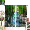 Waterfall Curtains, Spring Forest Nature Landscape Theme Pattern Print, Bedroom