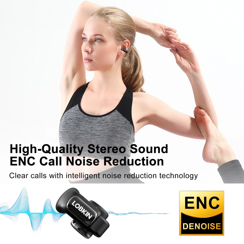LOBKIN Ear-Clip Earphone Smart LED Touch Screen Digital Display Wireless