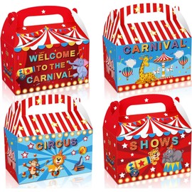 WODJR 12 Pcs Carnival Candy Boxes Carnival Gift Boxes Circus Gift Boxes Carnival Party Decorations Carnival Party Favor Boxes Goodie Boxes Circus Animal Treat Boxes for Carnival Circus Party Supplies