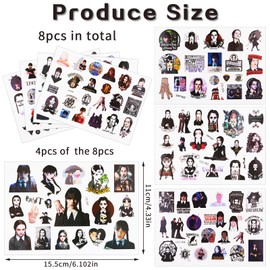 8 Sheets Tattoo Girls Temporary Tattoo Wednesday Children's Birthday Gift Wednesday Decoration Girl Boy Tattoo Skin-Friendly Waterproof Tattoo Sticker Tattoos Friendly