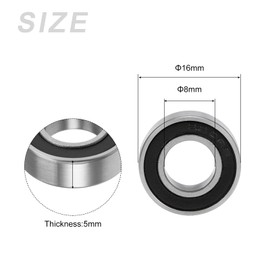 METALLIXITY Deep Groove Ball Bearings (688-2RS, 8mm x 16mm x 5mm) 4Pcs, Chromium Steel Double Sealed Industrial Bearings - for Industrial Micro Motor