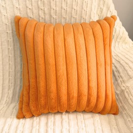1 Pack 18x18 Pillow Cover Velvet Pillow Covers, Faux Fur Square Throw Pillow Covers for Living Room Decorations Throw Pillow Case, Throw Pillow Cover Cushion Cover for Sofa Bedroom Car, Orange