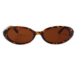 Laurinny Vintage Oval Sunglasses 90s Retro Oval Sunglasses for Men and Women Trendy Sun Glasses Eyewear(Leopard/Brown)