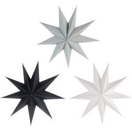 NINU 3 Pieces 3D 30cm Large Paper Star Hanging Star Black White Grey Paper Star Decorations for Weddings, Christmas Holiday, Girls Bedroom Decor,Birthday Party Celebration & Home Decoration