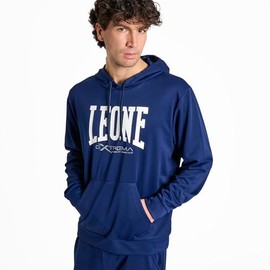 LEONE 1947 ABX104 Felpa con Cappuccio Logo Unisex Adulto, Hoodie Training Gym Fitness Bodybuilding, Blu Scuro, S