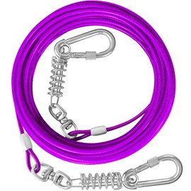 HaiYUAN Dog Tie Out Cable 10/15/20/25/30FT Dog Run Cable Rosy Pink/Blue/Purple/Silver/Red/Green/YellowTie Out Cable for Large Dogs Heavy Duty for Outside Hold Large Dogs Up to 250LBS