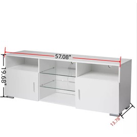 CITYLIGHT Modern TV Stand for 32-60 inch TV, LED Television Table Center Media Console with Drawer and Led Lights, Matt Entertainment Center for Living Game Room Bedroom, White