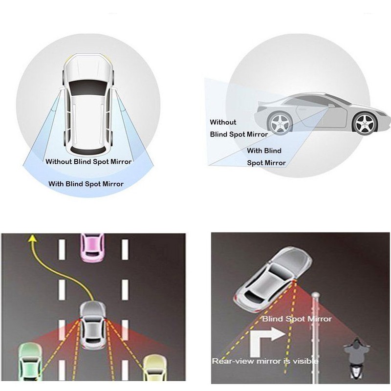 Blind Spot Mirror, Ampper 2" Round HD Glass Convex Aluminum