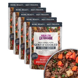 Health Extension Gently Cooked Beef & Potato Dog Food, (9 oz, 255 g) – Bowl Ready with Bone Broth, Omega-3s & Superfoods for All Life Stages (Case of 5 Pouches)