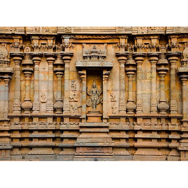 BELECO 10x6.5ft Fabric Indian Hindu Temple Backdrop Carved Idol on