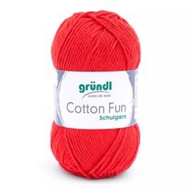 Gründl Cotton Fun Knitting Yarn/Crochet Yarn (Soft 100% Cotton, OEKO-TEX Certified, 50g/115m, 3-4, 1 Ball 50g) - Signal Red