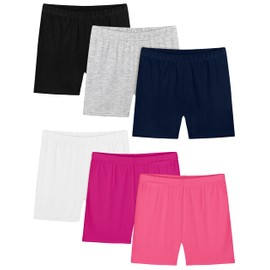 Resinta - Paquete de 6 Pantalones Cortos de Bicicleta para Niñas, Multicolor, Negro, Azul Marino, Blanco, Gris Claro, Rosa