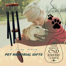 Pet Memorial Gifts, 25.5" Pet Memorial Wind Chimes, Loss of Dog Sympathy Gifts, Paw Print Wind Chimes for Loss of Cat Dog