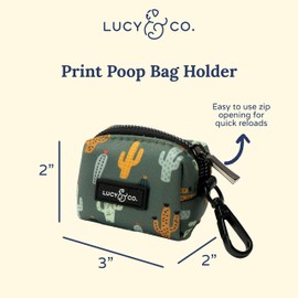 Lucy & Co. Looking Sharp Dog Poop Bag Holder - Leak Proof Dispenser - Hygienic Pet Poop Pickup - Green Gold Cactus