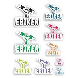 1 x A4 E-Biker Lightning Bolt Vinyl Stickers - Colourful MTB Mountain Bike Electric Sticker #70810