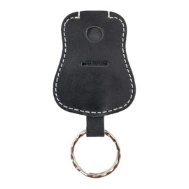 Hide & Drink, Guitar Keychain Handmade from Full Grain Leather, Key Holder, Keyring with Pouch for Most Used Key, Accessory for Musicians :: Charcoal Black
